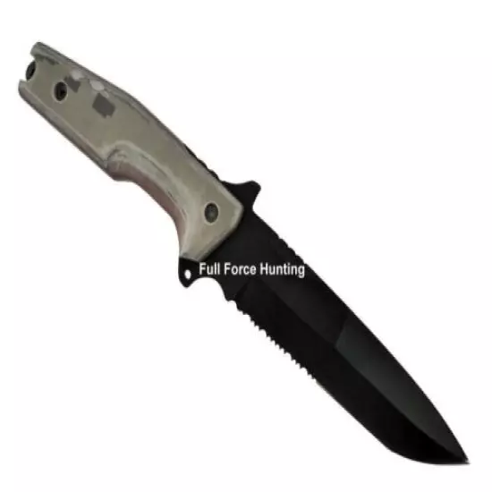 J&V Adventure Knives UOE II Tactical Survival Knife Full Tang Black Fixed Blade