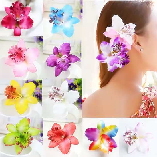 Womens Orchid Flower Wedding Bridal Hair Clip Hairpin Brooch Pin Party Barrette✔