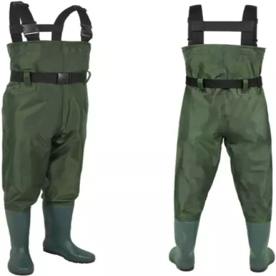 Lightweight Bootfoot Chest Wader 2-Ply Nylon/PVC Waterproof Waders Size 8 to 14 