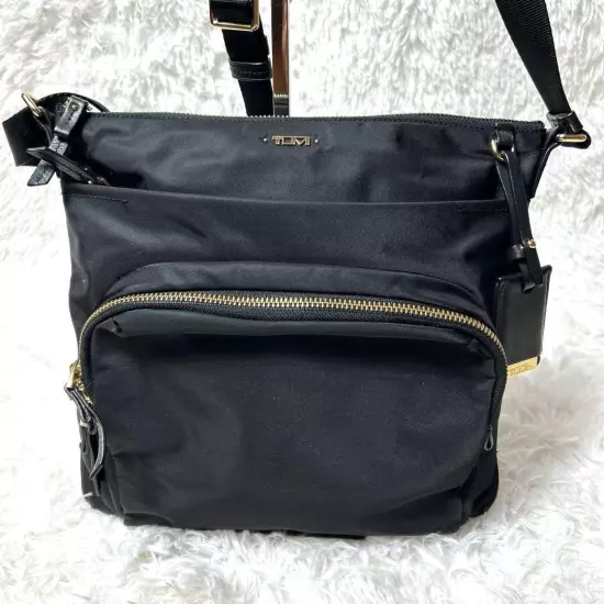 Tumi Capri Nylon Shoulder Bag Black Gold