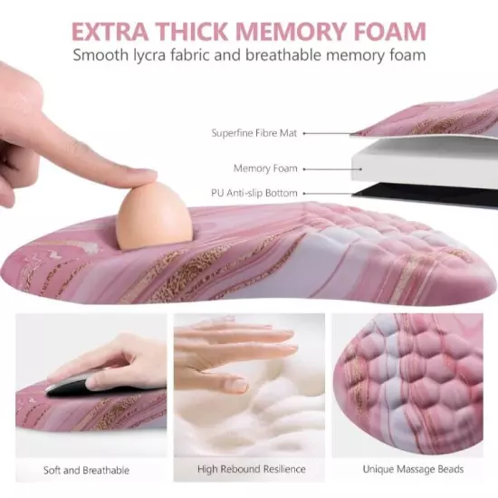 Mouse Pad Wrist Support, Ergonomic Mouse Pad,Pain Relief Keyboard Pink-New