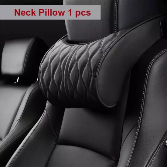 PU Leather Car Headrest Car Rest Neck Pillow Back Cushion Waist Supports Set