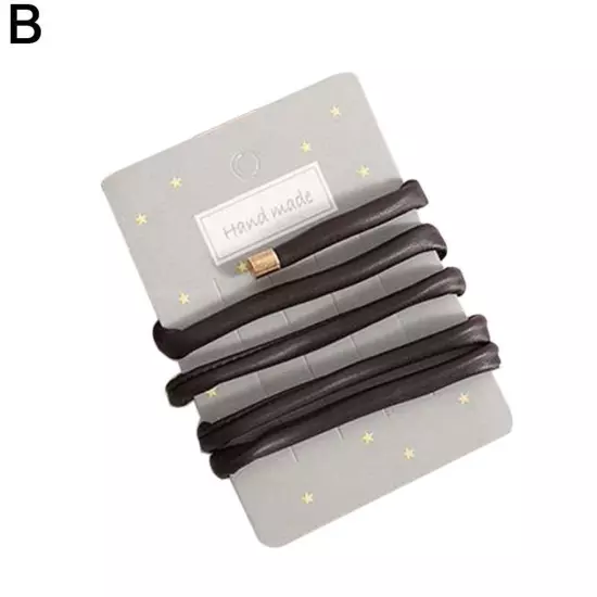 Women PU Leather Hair Ties Ponytail Holder Leather Hea F5T7 Wire Rope Hair 9CC8