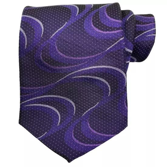 Joseph & Feiss Purple Wavey Abstract Long Necktie Silk Tie 3" x 62"