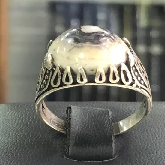 Men Ring Silver Sterling 925 Agate,Aqeeq,Yemenخاتم عقيق سليماني عين صياغه ايراني