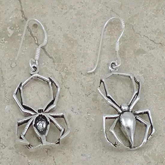 DETAILED 925 STERLING SILVER DETAILED SPIDER DANGLING EARRINGS style# e1251