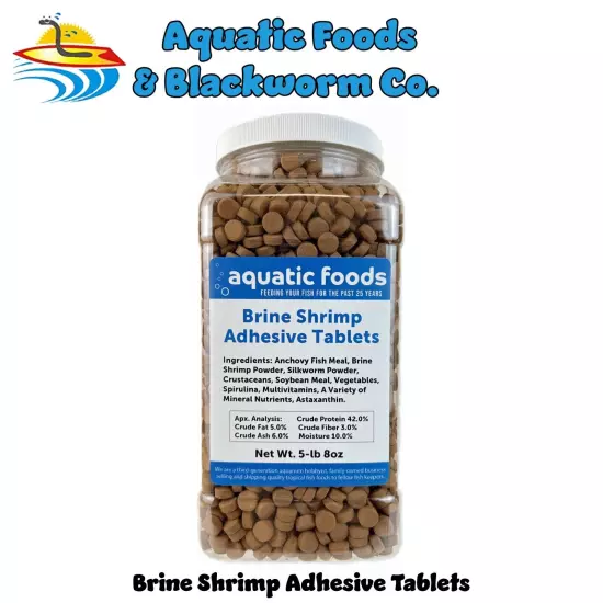 Brine Shrimp Adhesive Tablets for Oscars, Catfish, Cichlids, & All Fish. WL-JAR