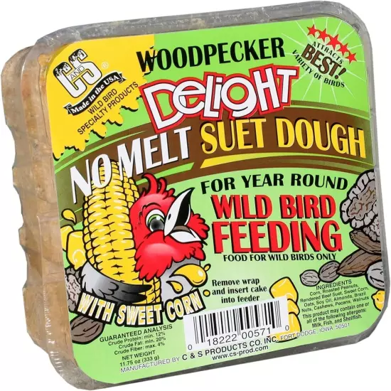 C&S Woodpecker Delight No Melt Suet Dough 11.75 0.98 Ounce (Pack of 12) 