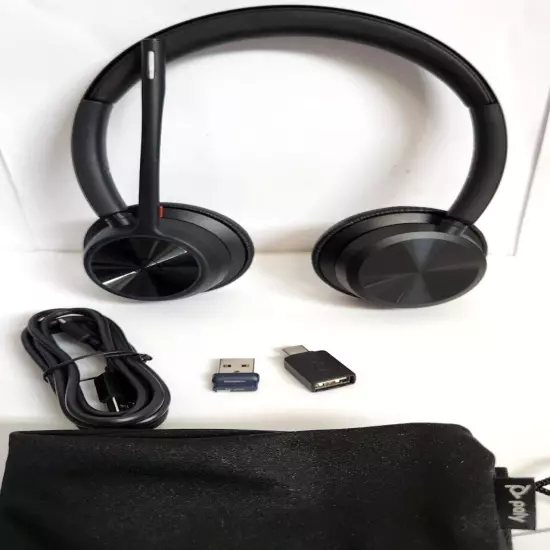 Poly - Voyager 4320 Wireless Noise Cancelling Stereo Headset with mic - Black