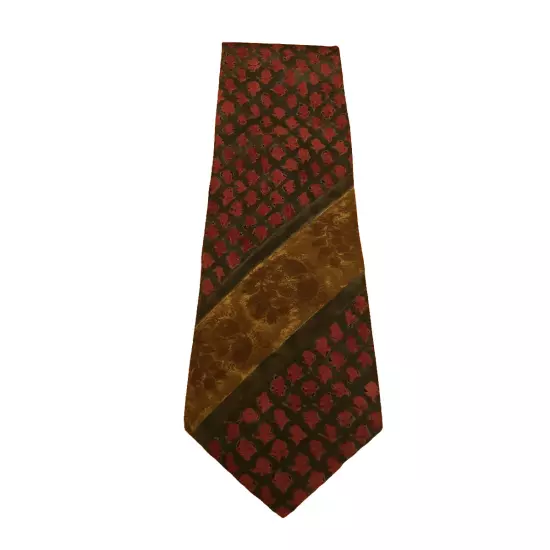 Polo Ralph Lauren Silk Tie, Red Brown Green Geometric Striped Design