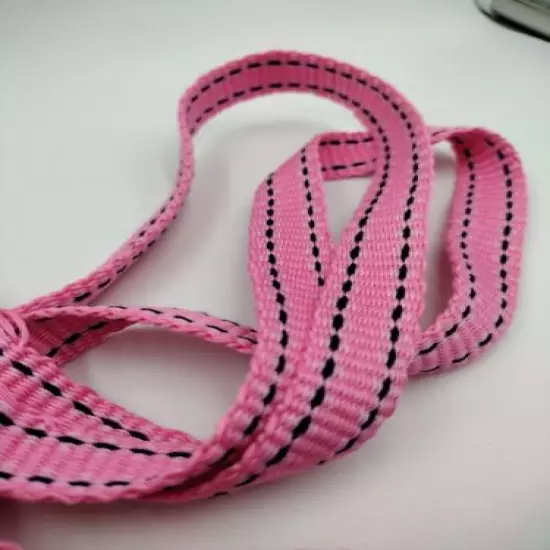 Item3164: Powder Horn inkle strap pink and black cotton 5/8" x 44.5" 