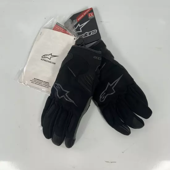 Alpinestars Faster Touch Screen Leather Motorcycle Gloves Black/Black L NWT