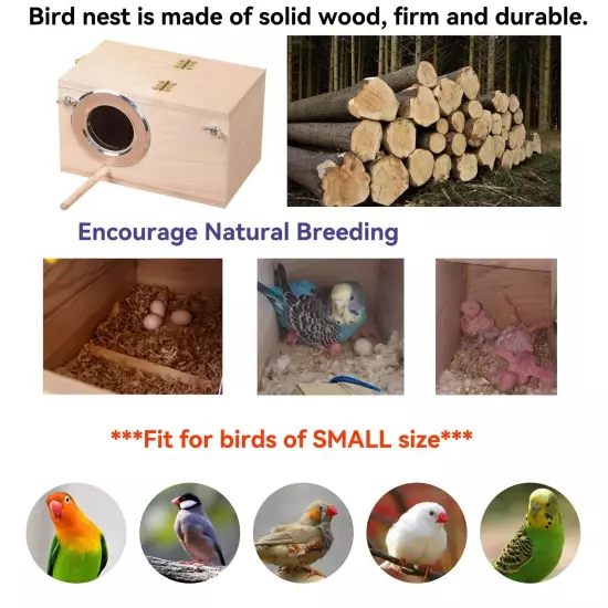 Bird Nest, Parakeet Nest Box, Bird Breeding Box with Perch, Wood Budgie Nest ...