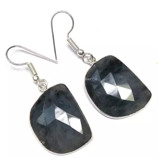 Silver Plated Fancy Natural Rutilated Quartz Drop Dangle Wife Wedding Earrings