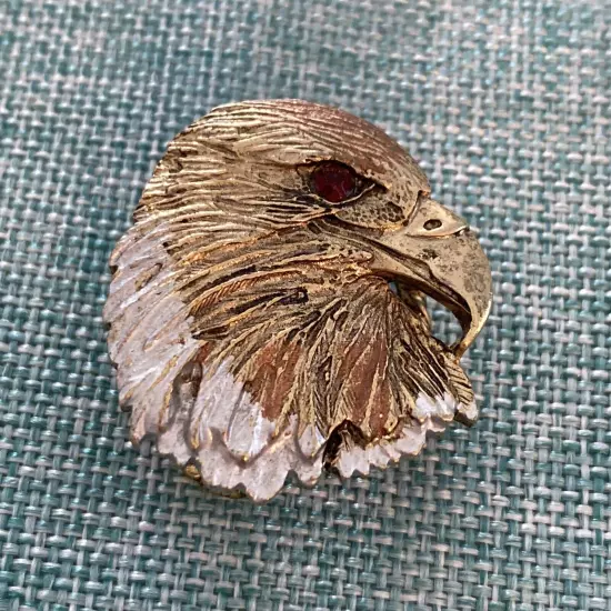 Eagle Head Bolo Western Tie Scarf Clip Red Rhinestone Eye