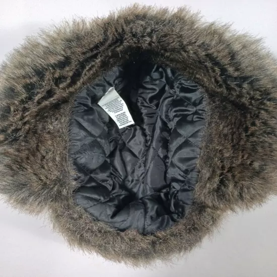 Trapper Hat Orange Brown Winter Cap Ear Flaps Faux Fur Buckle FAST Shipping