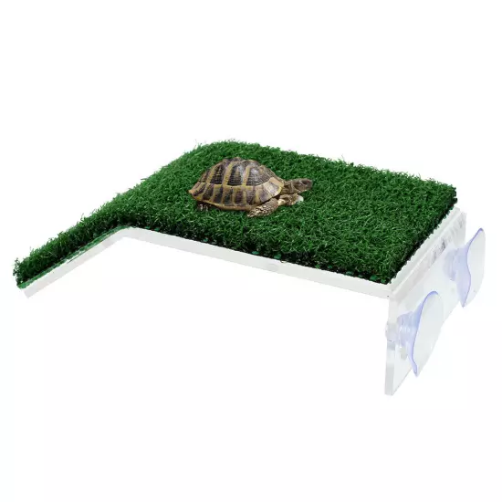 Tortoise Turtle Platform Basking Terrace Climbing Ladder Simulated Lawn PP beflz