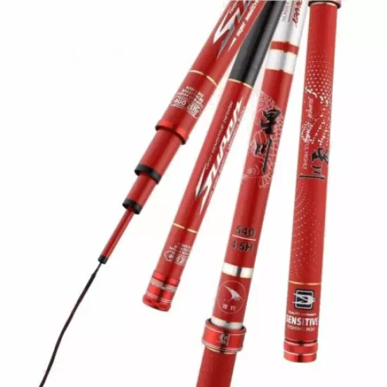 Fishing Rod Pole Super Hard Carbon Fast Lightweight Powerful Blue Red Carp Lure