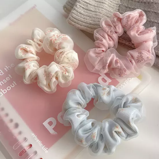 10Pcs Women Hair Scrunchies 2-Layer Organza Elastic Hair Bands Scrunchy Rope Tie