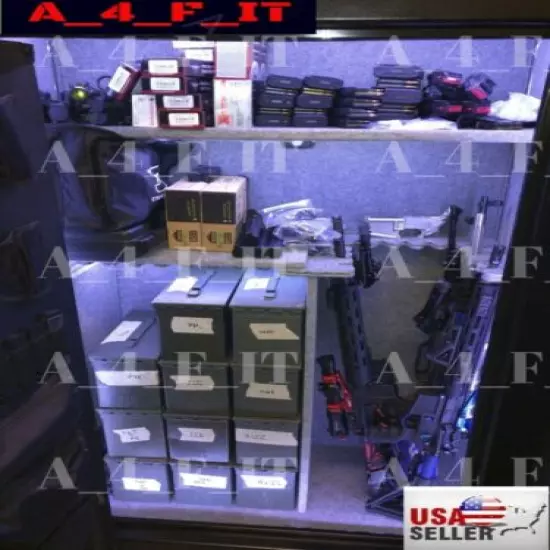 GUN SAFE LIGHT KIT, 8AA BATTERY POWER, AUTO REMOTE, 500+ LEDs, CUSTOM ANY SIZE