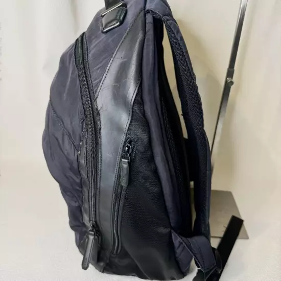 Tumi Backpack Leather Nylon Large Capacity Navy