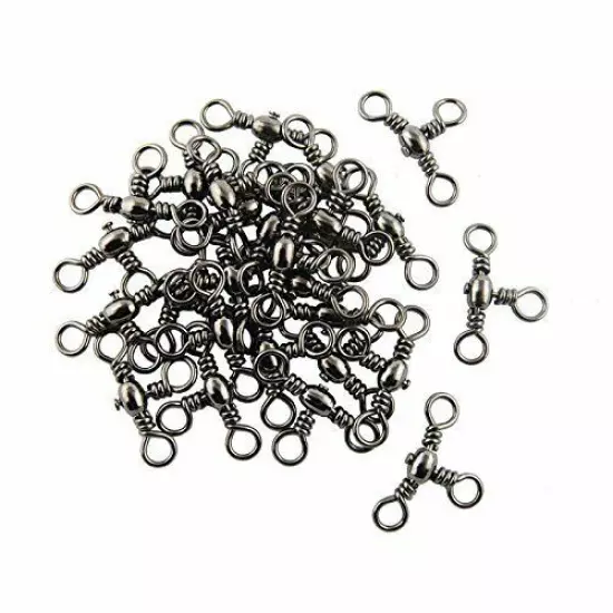 100pcs 3 Way Swivels Cross Line Fishing Barrel Swivels T-Turn Connectors Triple