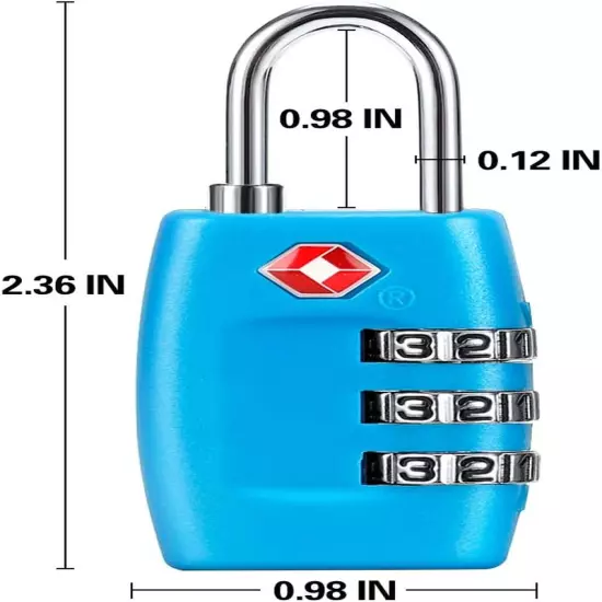 TSA Luggage Locks (4Pack) - 3 Digit Combination Padlocks - Approved Travel Lock 