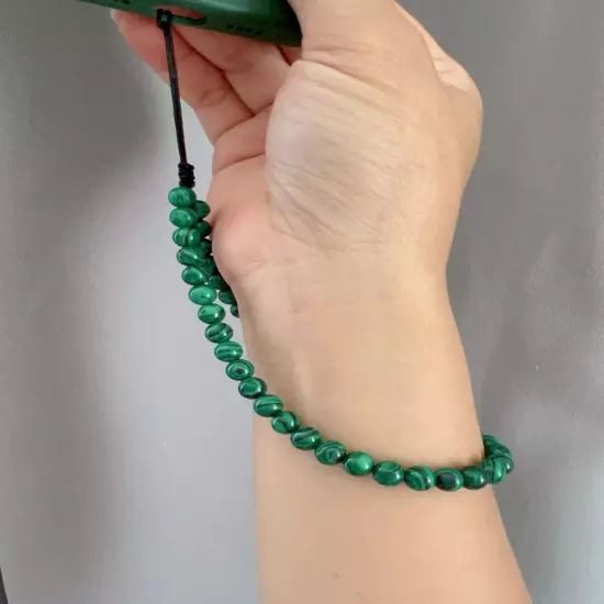 Green Malachite Stone Beaded Phone Wrist Strap, Camera Strap, Gift Idea