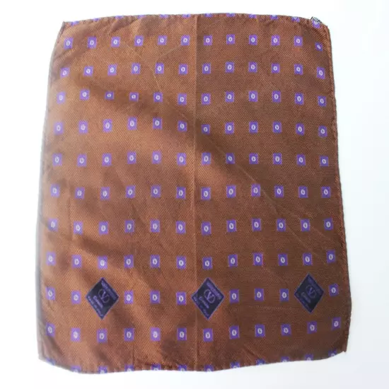 Vintage VALENTINO Silk Pocket Square Brown Purple 28 cm Luxury Men Accessory