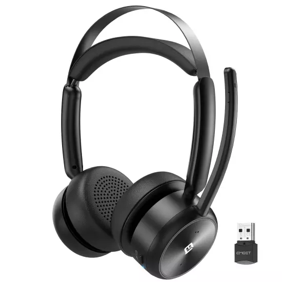 EMEET Wireless Headset with Mic for Work, HS80 Bluetooth Headsets with Noise ...