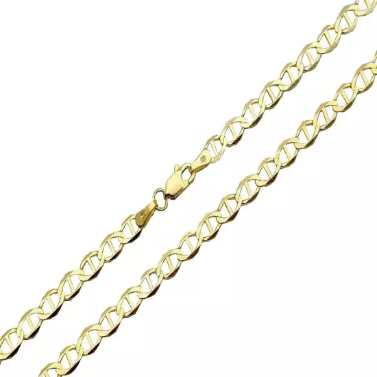 10k Solid Yellow Gold Mariner Link Chain 3mm-5mm Men Women Necklace 7"-26"