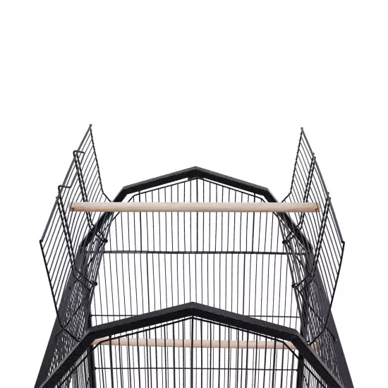 39.9'' Bird Cage Large Play Top Parrot Finch Cage Pet Supply Easy Assemble Black