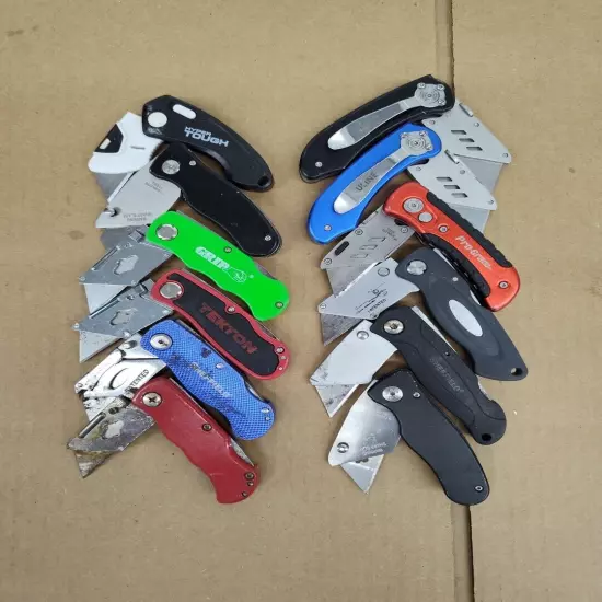 Lot Of 12 Box Cutters Foldable Utility Knife Tekton Hyper Tough Uline Grip More 