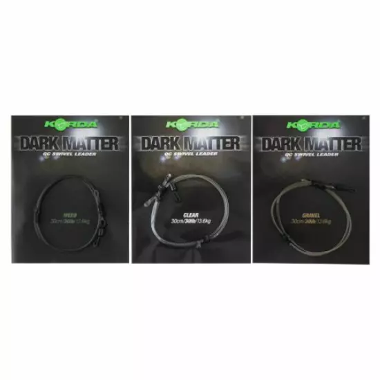 Korda Safe Zone Kamo Dark Matter 30cm/30lb Test Leader QC Swivel All Colours