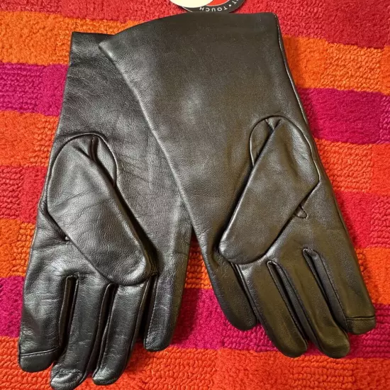 Fownes Bros Touch point Cashmere Lined Leather Smart Black Gloves New Size 8