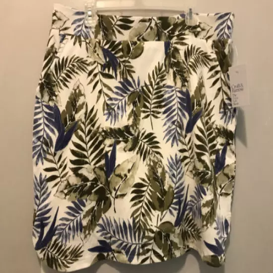 Croft & Barrow Womens Extra Soft Mid Rise Palm Leaf Skort Size 2XL NWT!