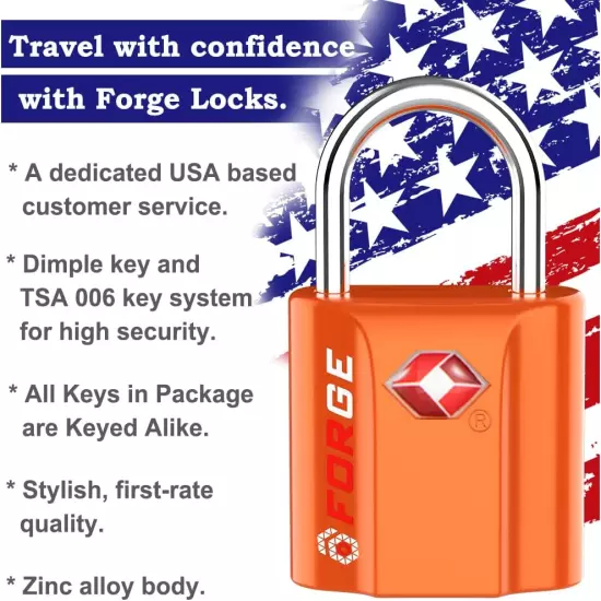 TSA Approved Luggage Locks, Ultra-Secure Dimple Key Travel Locks with Zinc Alloy