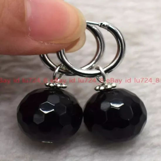 8/10/12mm Natural Multicolor Gemstone Round Beads Silver Leverback Earrings