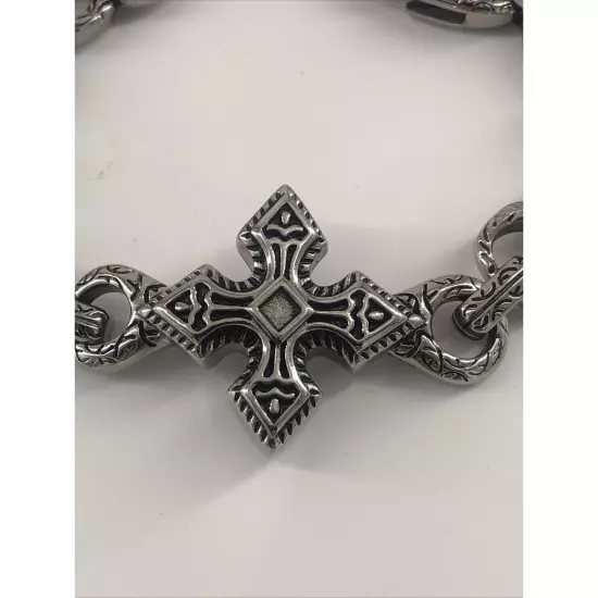 TYHAPA European and American Punk Steel Bracelet Retro Cross Pattern Men’s