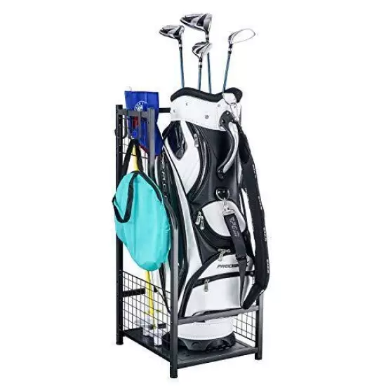  Golf Storage Garage Organizer,Golf Bag Storage Stand and Other Matte Black