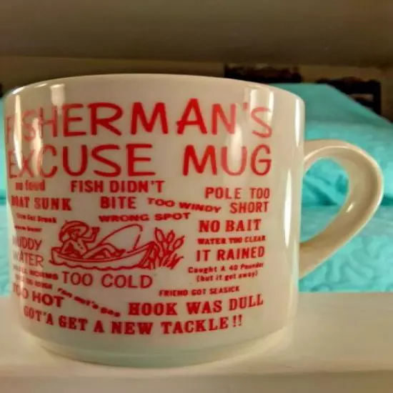 FISHERMAN'S EXCUSE MUG 3.25" Tall, Coffee Mug Tea Cup NEW