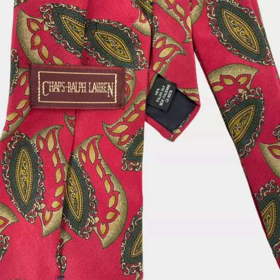 Ralph Lauren Chaps Vintage Paisley Red Necktie Silk Tie Men's 3.8" x 60"