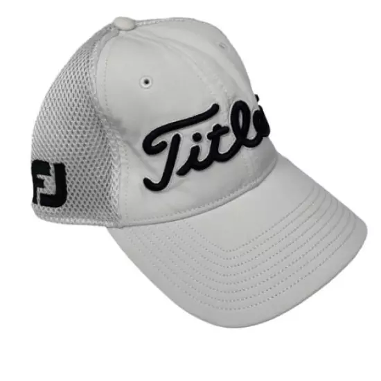 Titleist Foot Joy L/XL White Black Mesh Golf Outdoor Athletic Athleisure Hat