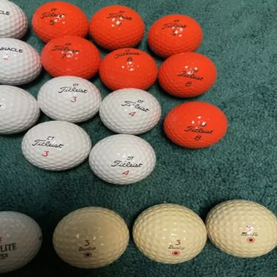 Golf Ball Lot Of 42 VINTAGE, MOSTLY NEW Pinnacle, Dunlop, Titleist, Top Elite