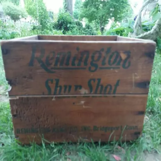 VINTAGE REMINGTON ShurShot KLEANBORE DUPONT WOOD SHELL CRATE BOX