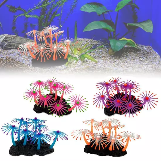 Glowing Artificial Fish Tank Aquarium Corals Ornament Decor Pets Underwater R9J1