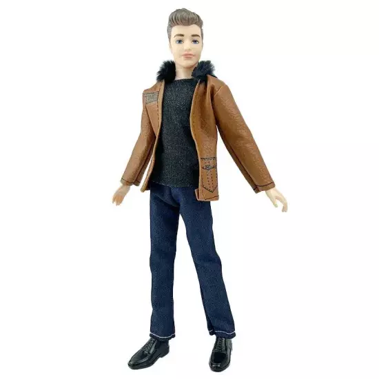 1set 1/6 Male Doll Clothes Brown Leather Coat Black Pants Shoes For 12" Doll Boy