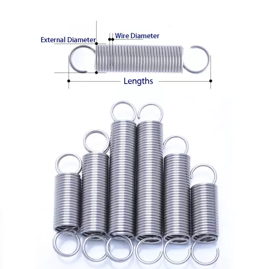 Hook Extension Tension Spring Wire Dia 0.8mm to 1.0mm Springs Steel Small Spring