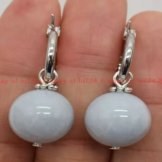 8/10/12mm Natural Multicolor Gemstone Round Beads Silver Leverback Earrings