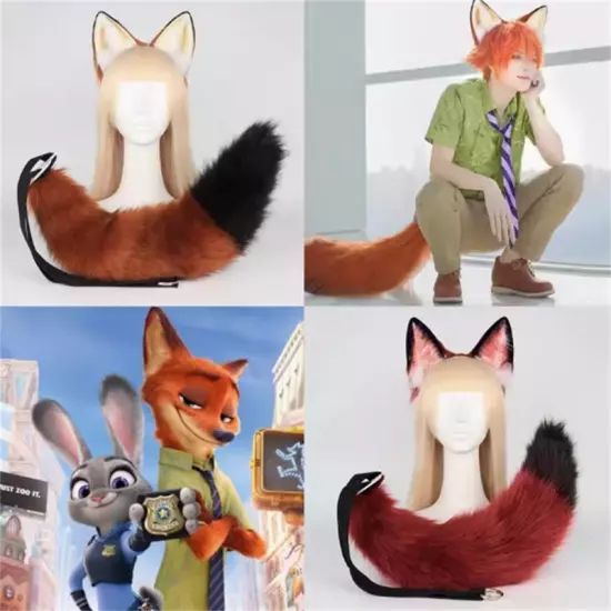 Zootopia Nick·Wilde Simulated Fox Ears Fox Tail Cosplay Anime Costume Prop